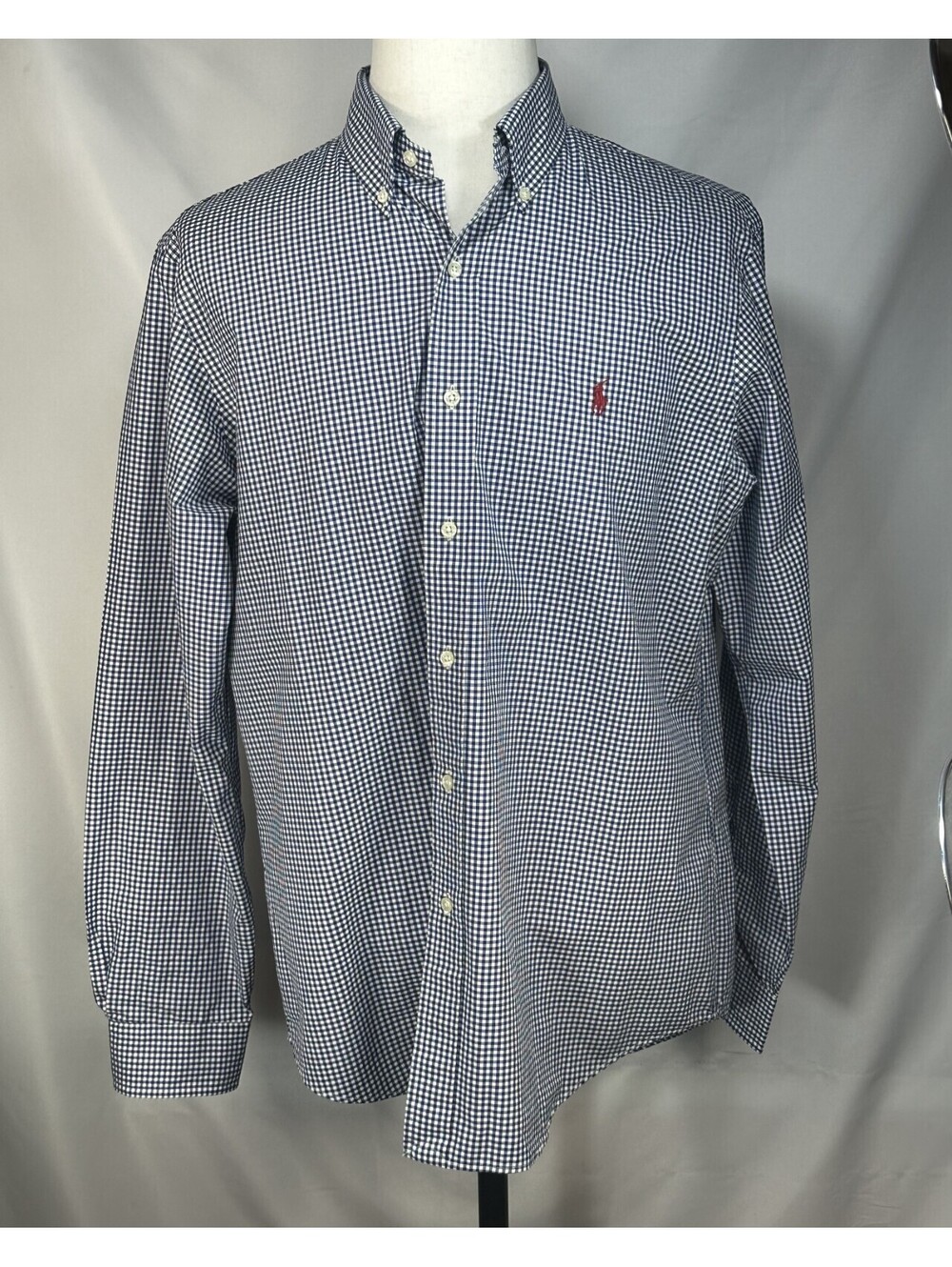 Ralph Lauren 100% Cotton Check Oxford Button Up Blue Mens L
